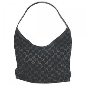 Gucci GG Suede Leather Hobo Shoulder Bag Black